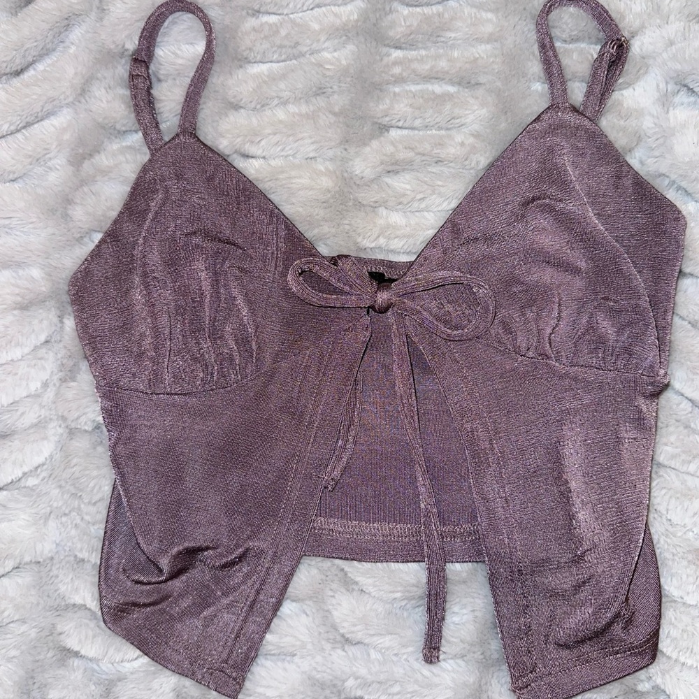 Motel Rocks Shimmery Mauve Tie-Front Cami Top